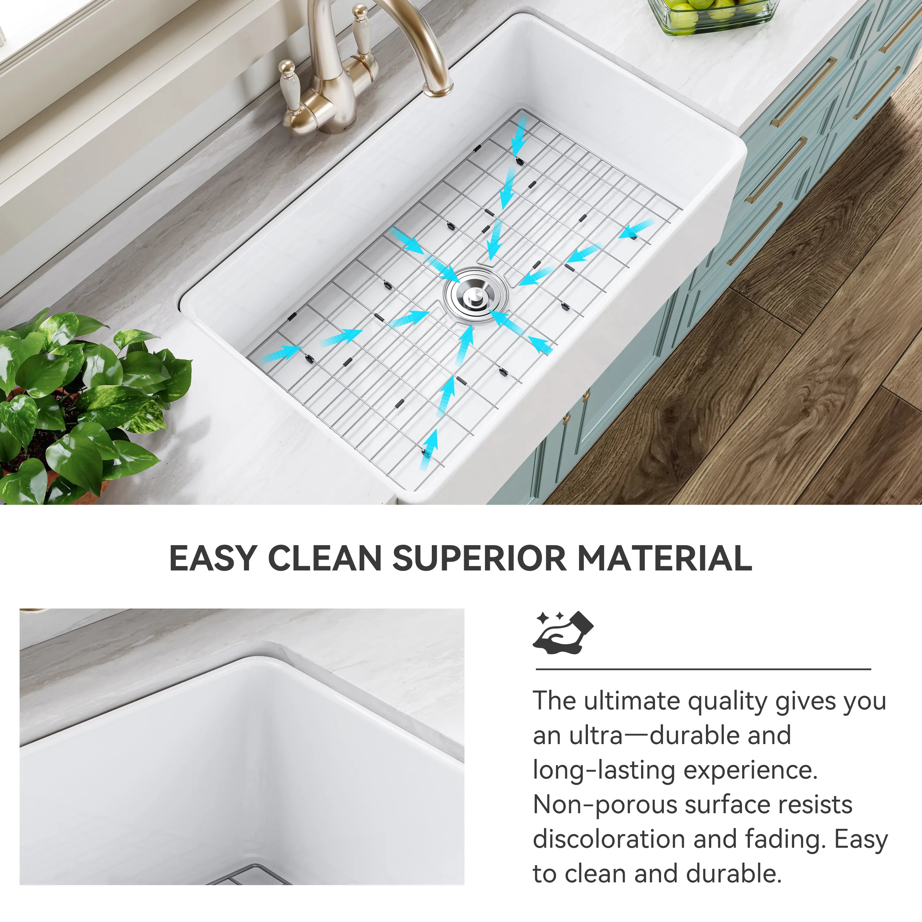 HOROW White Undermount Kitchen Sink 33 Inch Sink Model S3320W