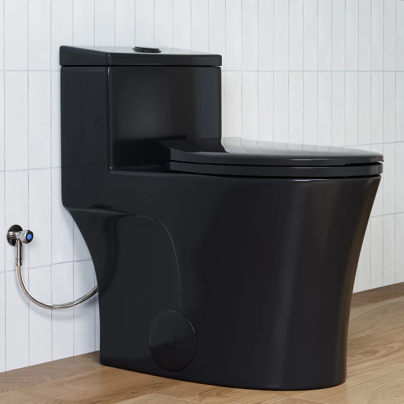 HOROW 10 Inch Rough In Toilet Black One Piece Toilet Model T0338B-10