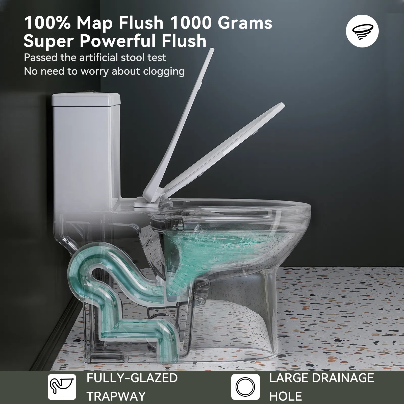 HOROW One Piece Toilet ADA Toilet Height 17.3 Inch Model T0350W