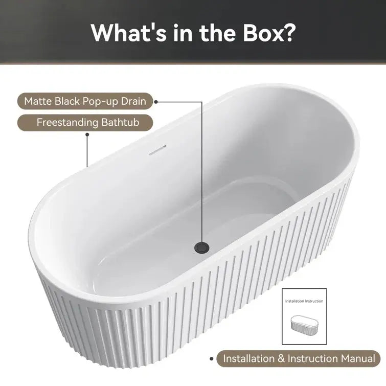 HOROW 2 Person Bathtub 67 inch Freestanding Tub Model TU67-MB HOROW