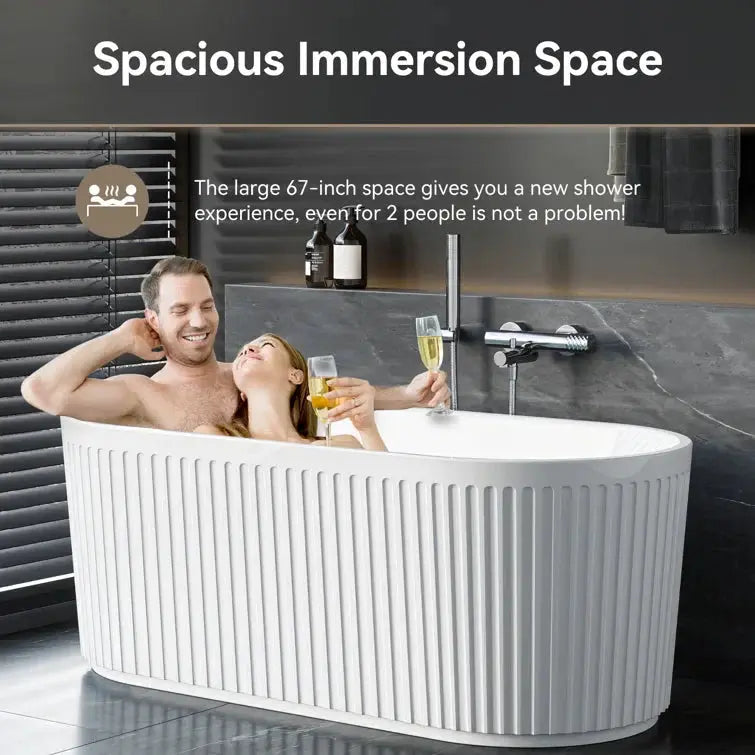 HOROW 2 Person Bathtub 67 inch Freestanding Tub Model TU67-MB HOROW
