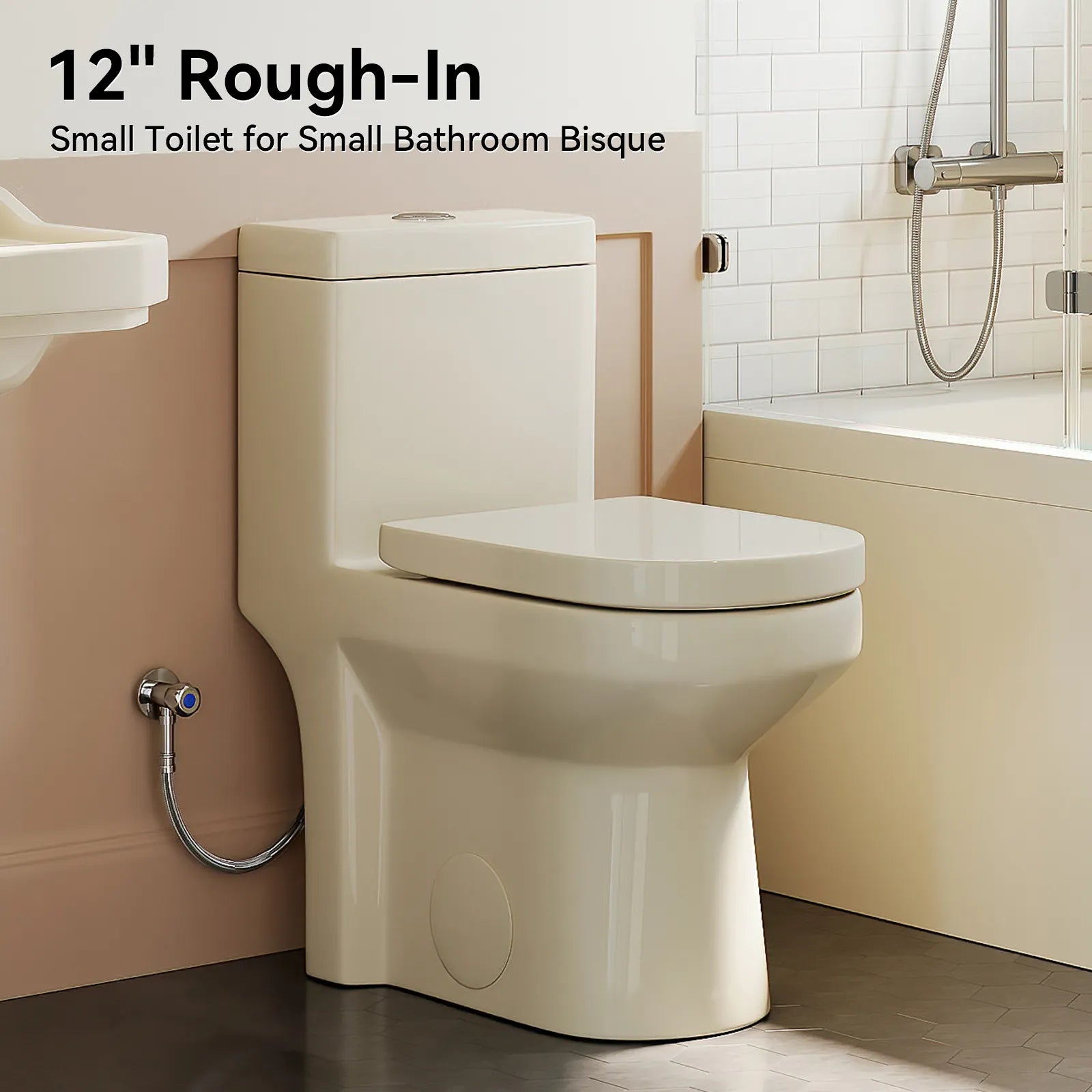 HOROW One Piece Toilet Biscuit Color Toilet With Dual Flush Model 8733BC