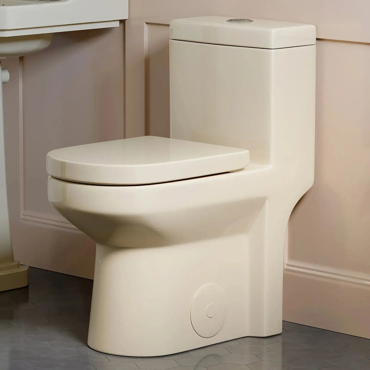 HOROW One Piece Toilet Biscuit Color Toilet With Dual Flush Model 8733BC HOROW