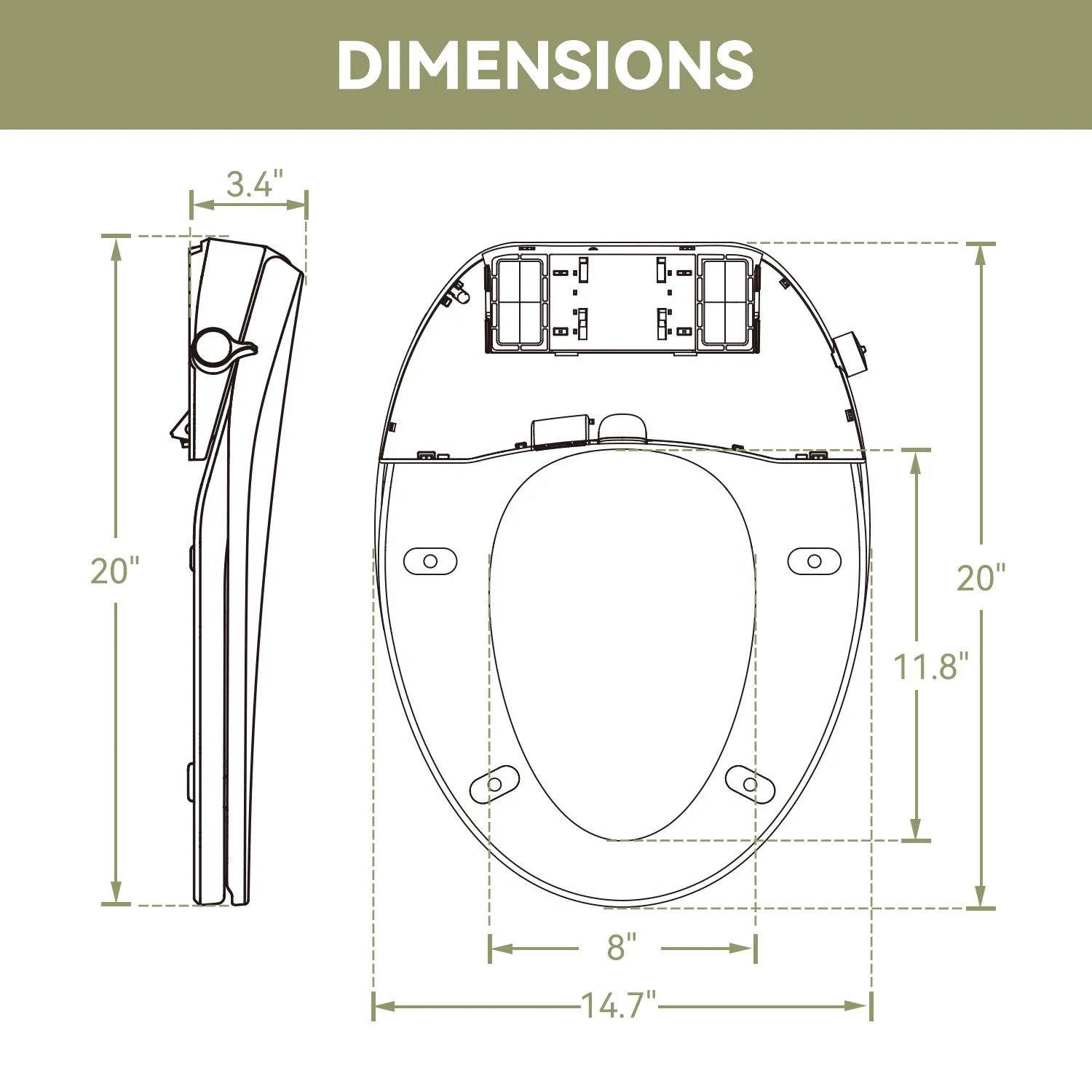 Low Tank Toilet with ADA and 1.28 GPF Dual Flush Model T0338W-BD