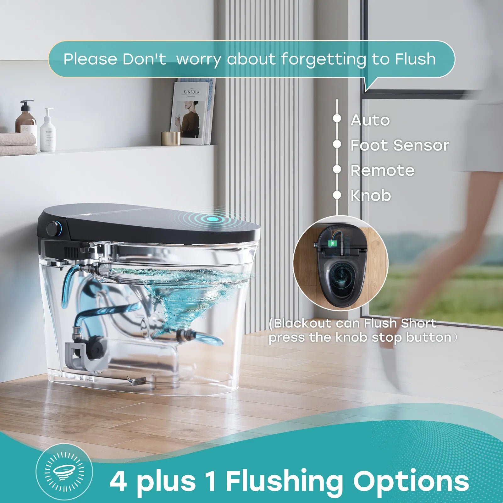 Black Smart Toilet with Bidet Seat For 12 Inch Rough In Model T36