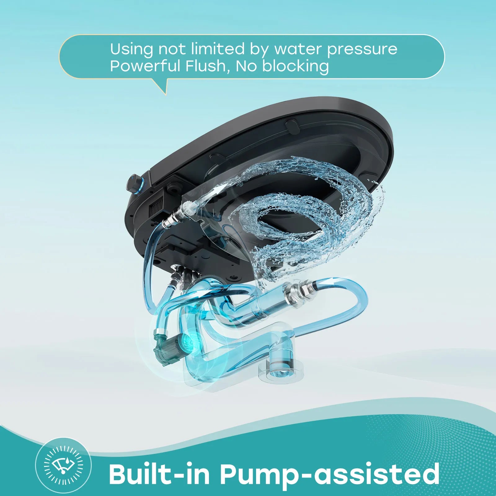 Black Smart Toilet with Bidet Seat For 12 Inch Rough In Model T36