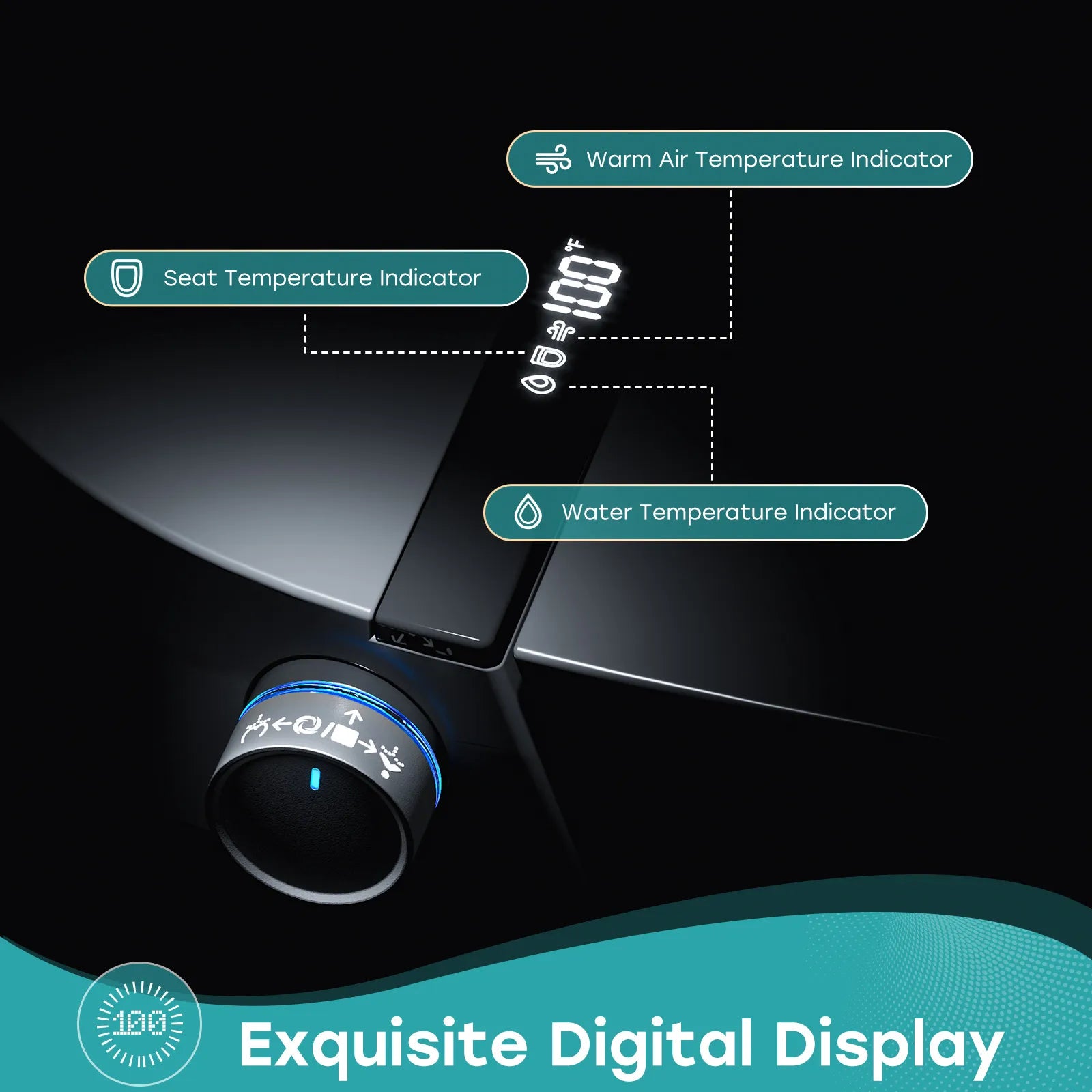 Black Smart Toilet with Bidet Seat For 12 Inch Rough In Model T36