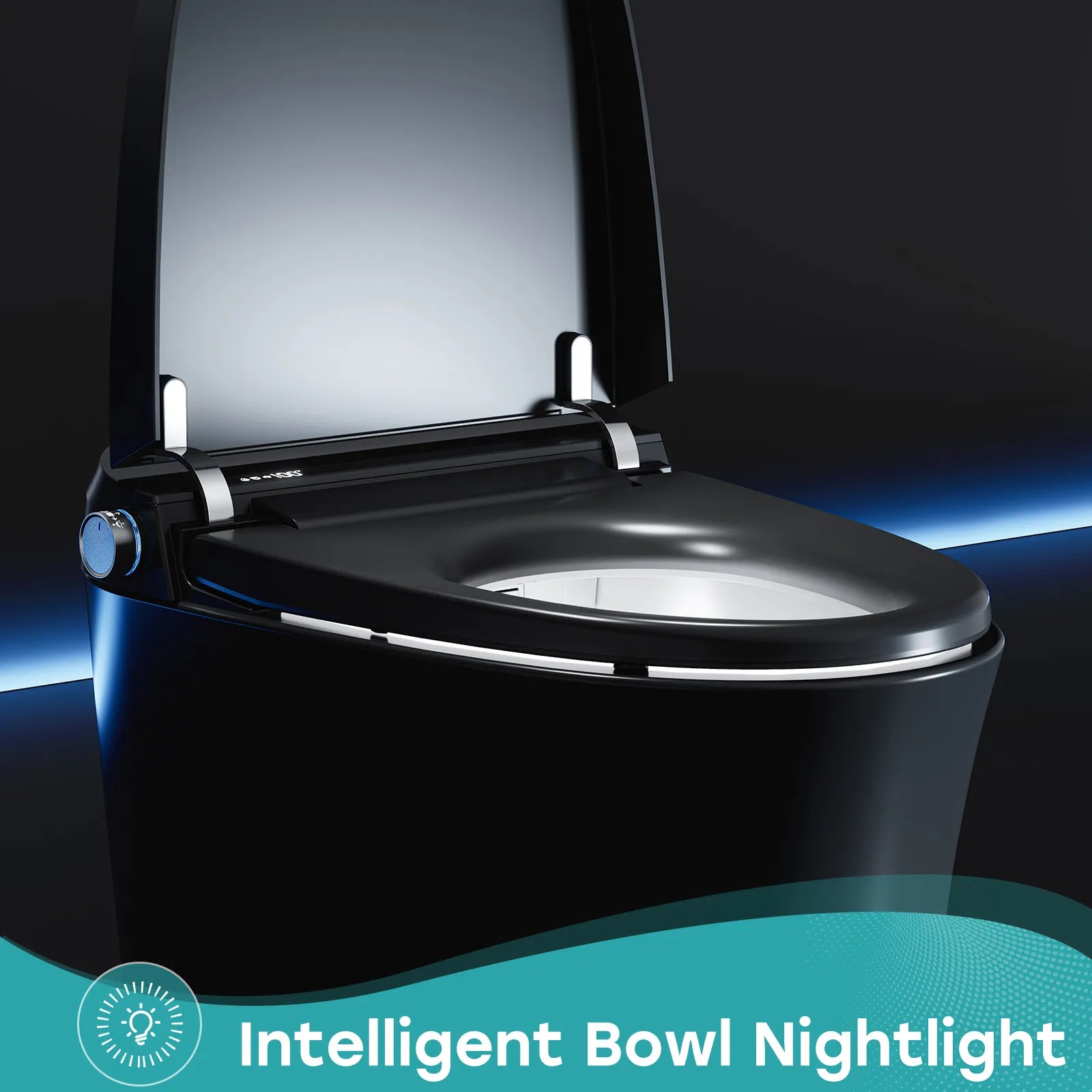 Black Smart Toilet with Bidet Seat For 12 Inch Rough In Model T36