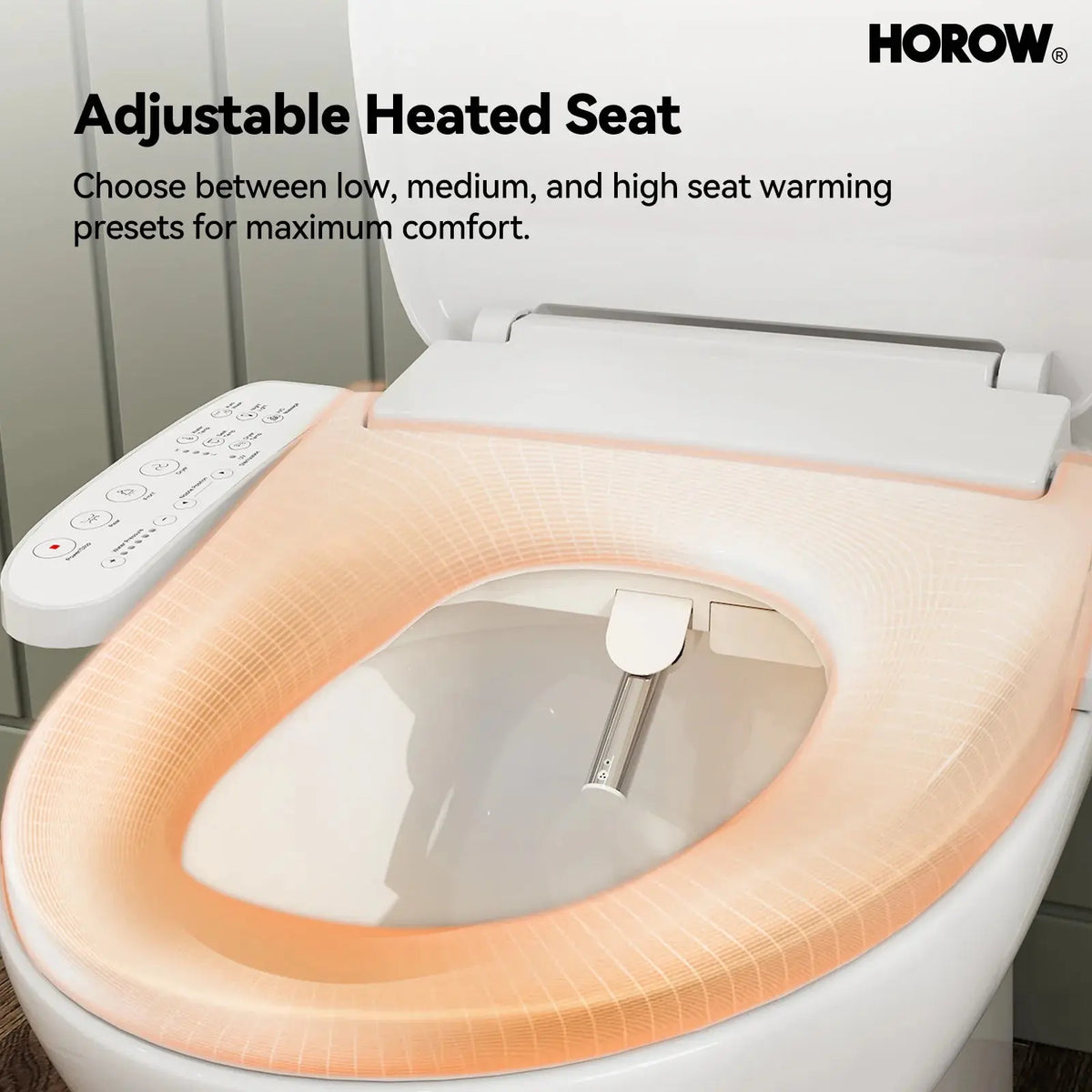 HOROW T0338W Elongated One Piece Toilet With Bidet Toilet Seat Model BT0338W HOROW