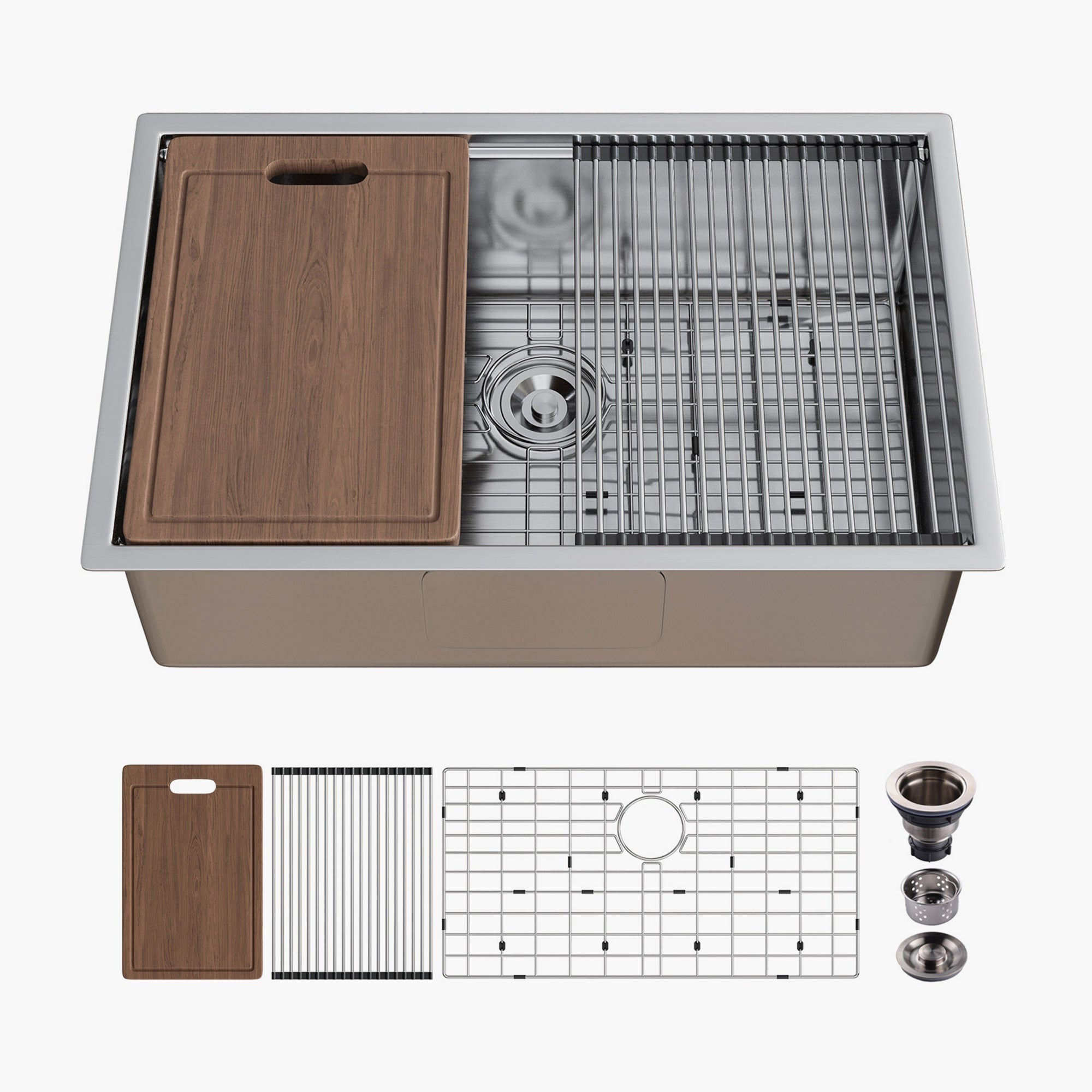 HOROW Best Workstation Sink Stainless Steel Farmhouse Sink 30 Inch Model HR-MS3019D-L