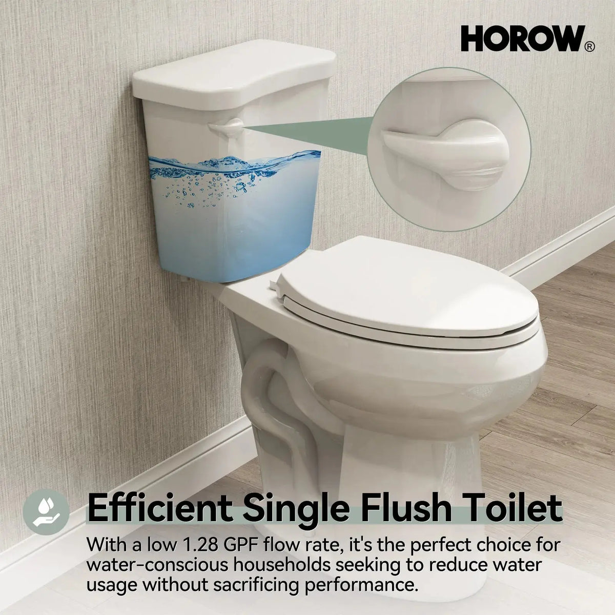 Elongated 2 Piece Toilet with Single Flush and ADA Model HWTT - E03S HOROW