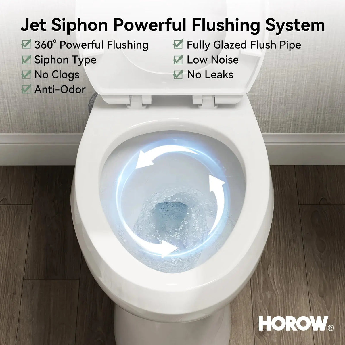 Elongated 2 Piece Toilet with Single Flush and ADA Model HWTT - E03S HOROW