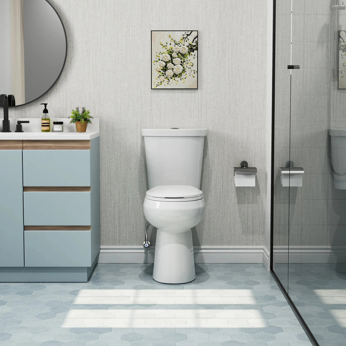 Double Flush Two Piece Toilet with Round Bowl and ADA Model HWTT - R03D HOROW