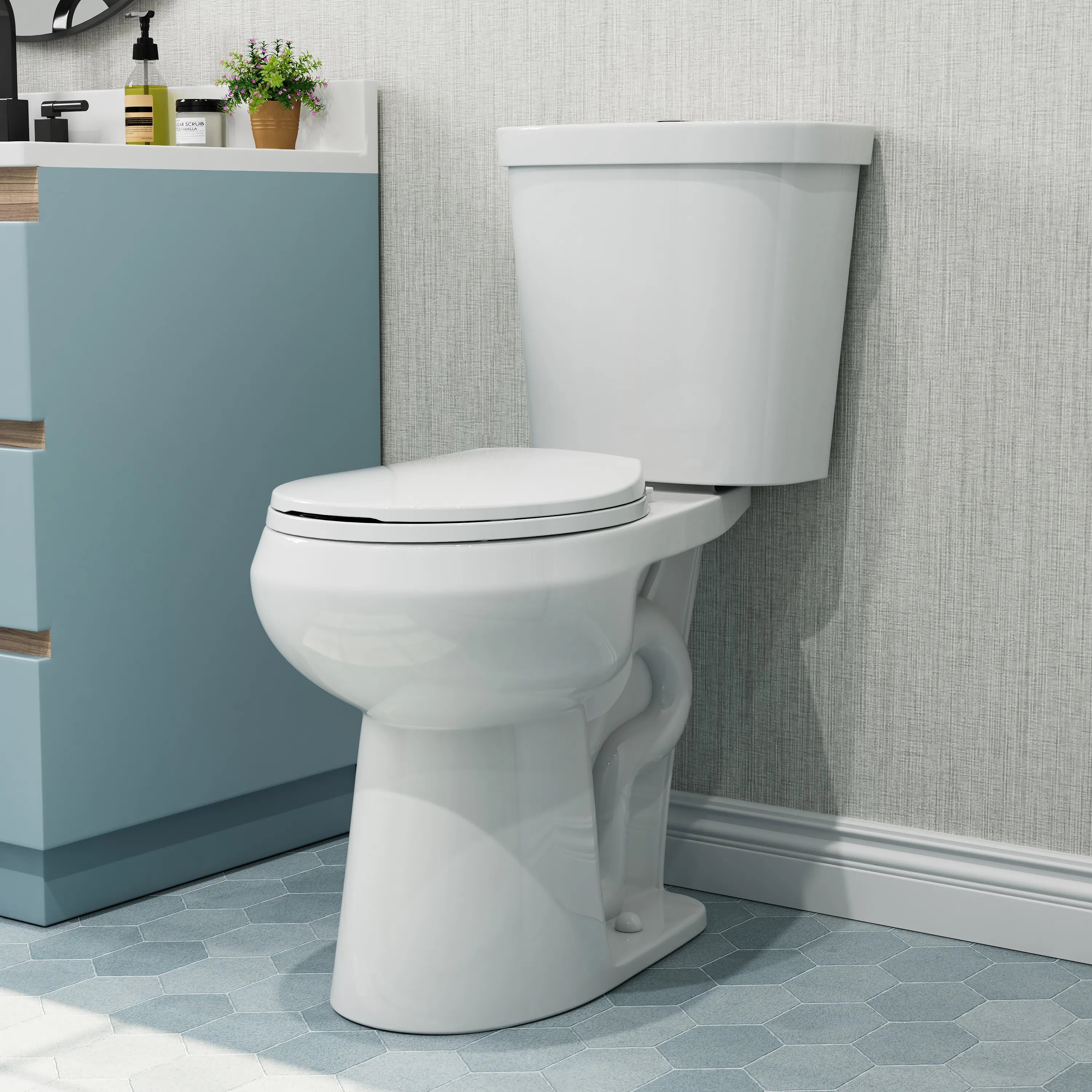 Double Flush Two Piece Toilet with Round Bowl and ADA Model HWTT - R03D