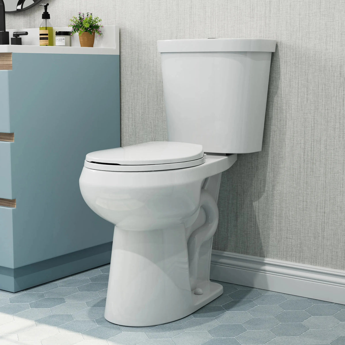 Double Flush Two Piece Toilet with Round Bowl and ADA Model HWTT - R03D HOROW