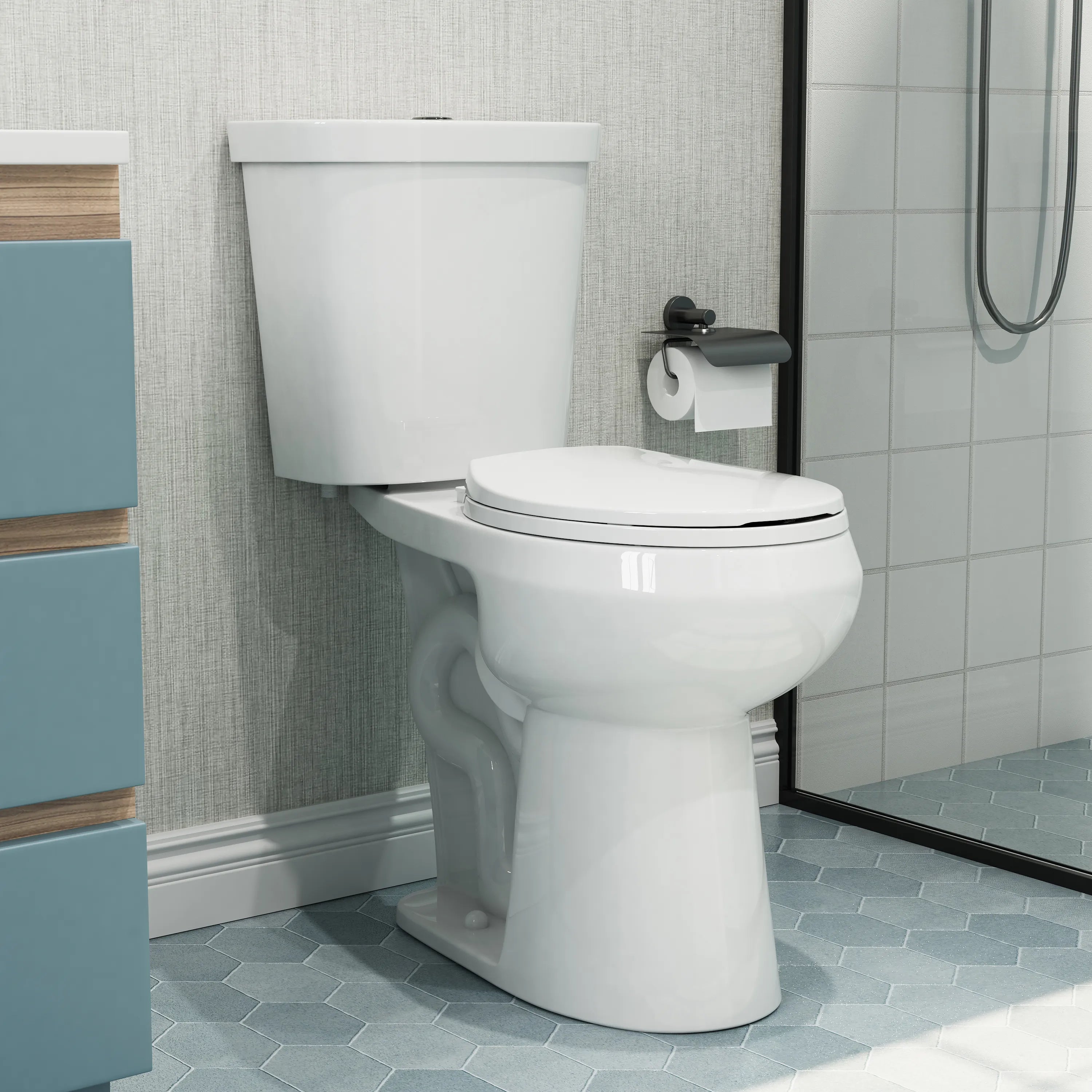 Double Flush Two Piece Toilet with Round Bowl and ADA Model HWTT - R03D