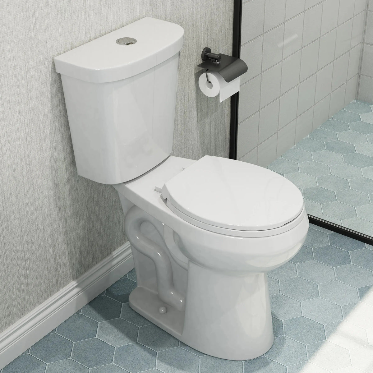 Double Flush Two Piece Toilet with Round Bowl and ADA Model HWTT - R03D HOROW