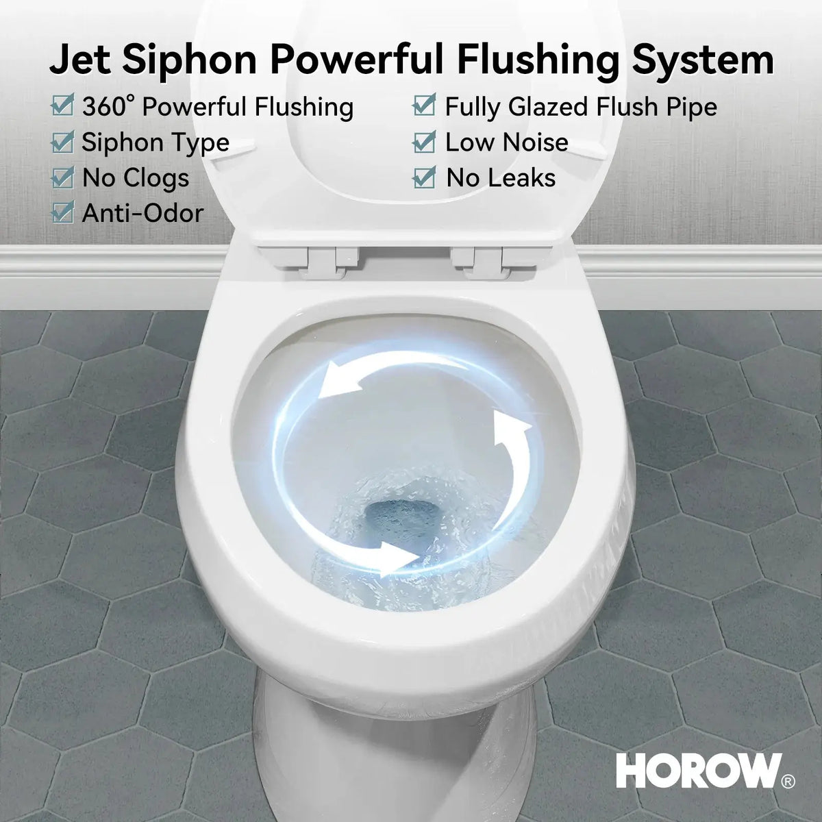 Double Flush Two Piece Toilet with Round Bowl and ADA Model HWTT - R03D HOROW