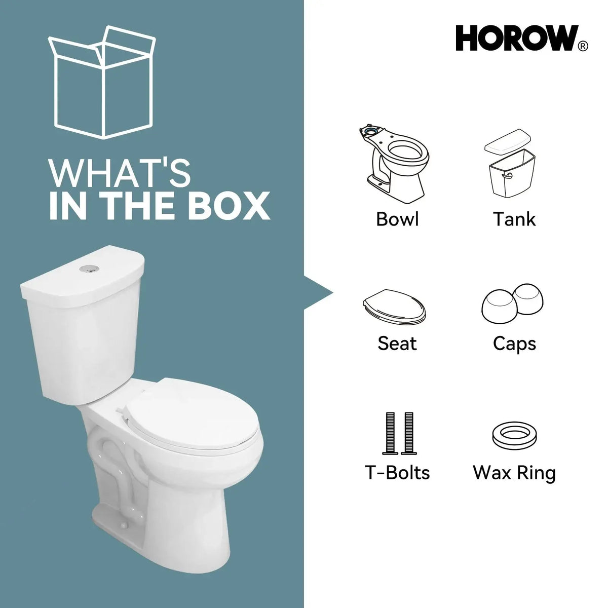 Double Flush Two Piece Toilet with Round Bowl and ADA Model HWTT - R03D HOROW
