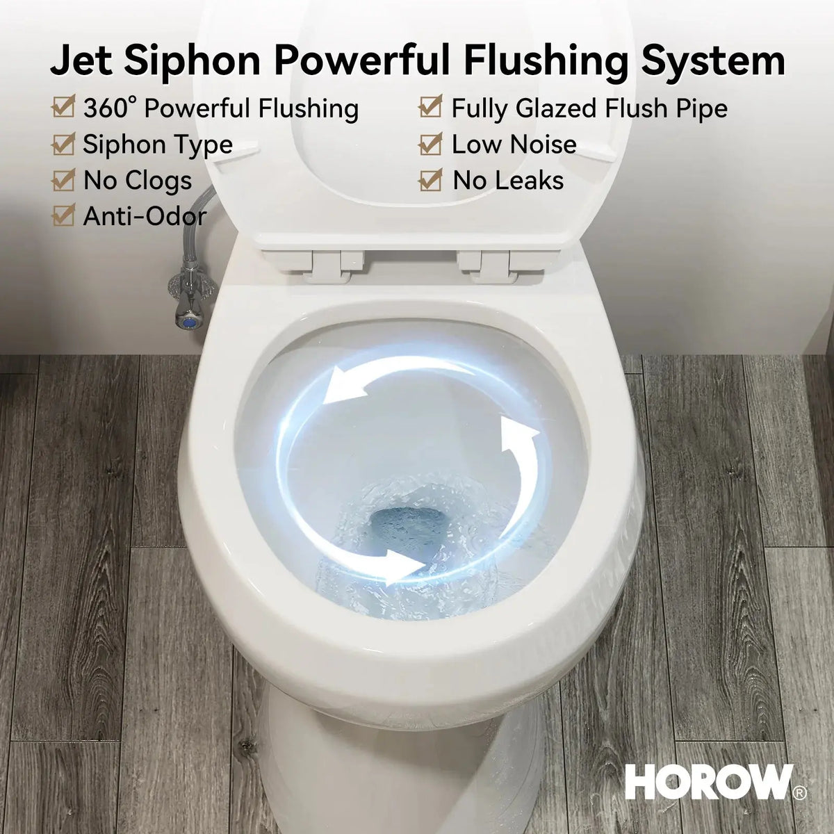 12 Inch Rough In 2 Piece Toilet with ADA Compliant and Single Flush Model HWTT - R03S HOROW