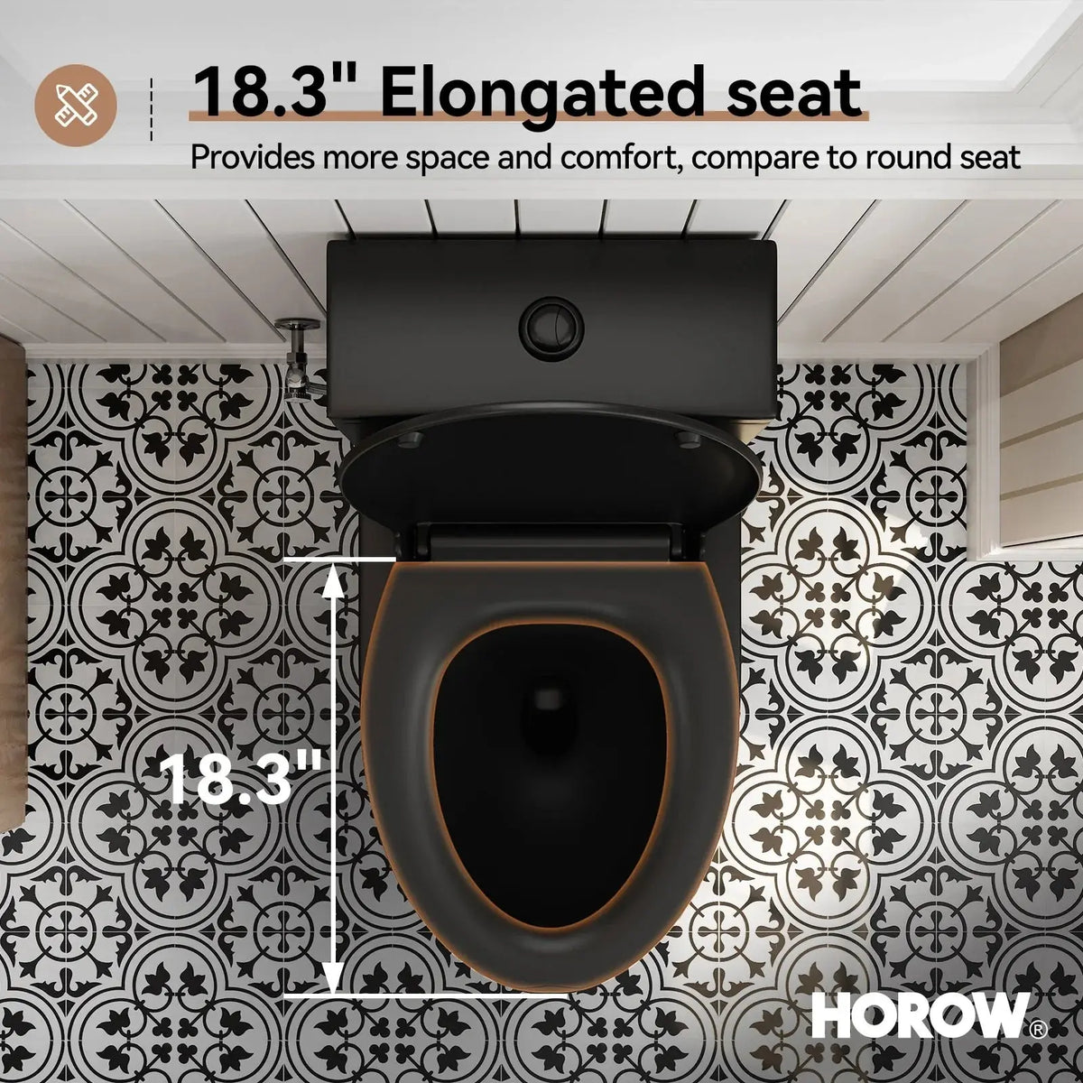 Black One Piece Toilet with ADA Compliant Water Conservation Model HWMT-138B HOROW