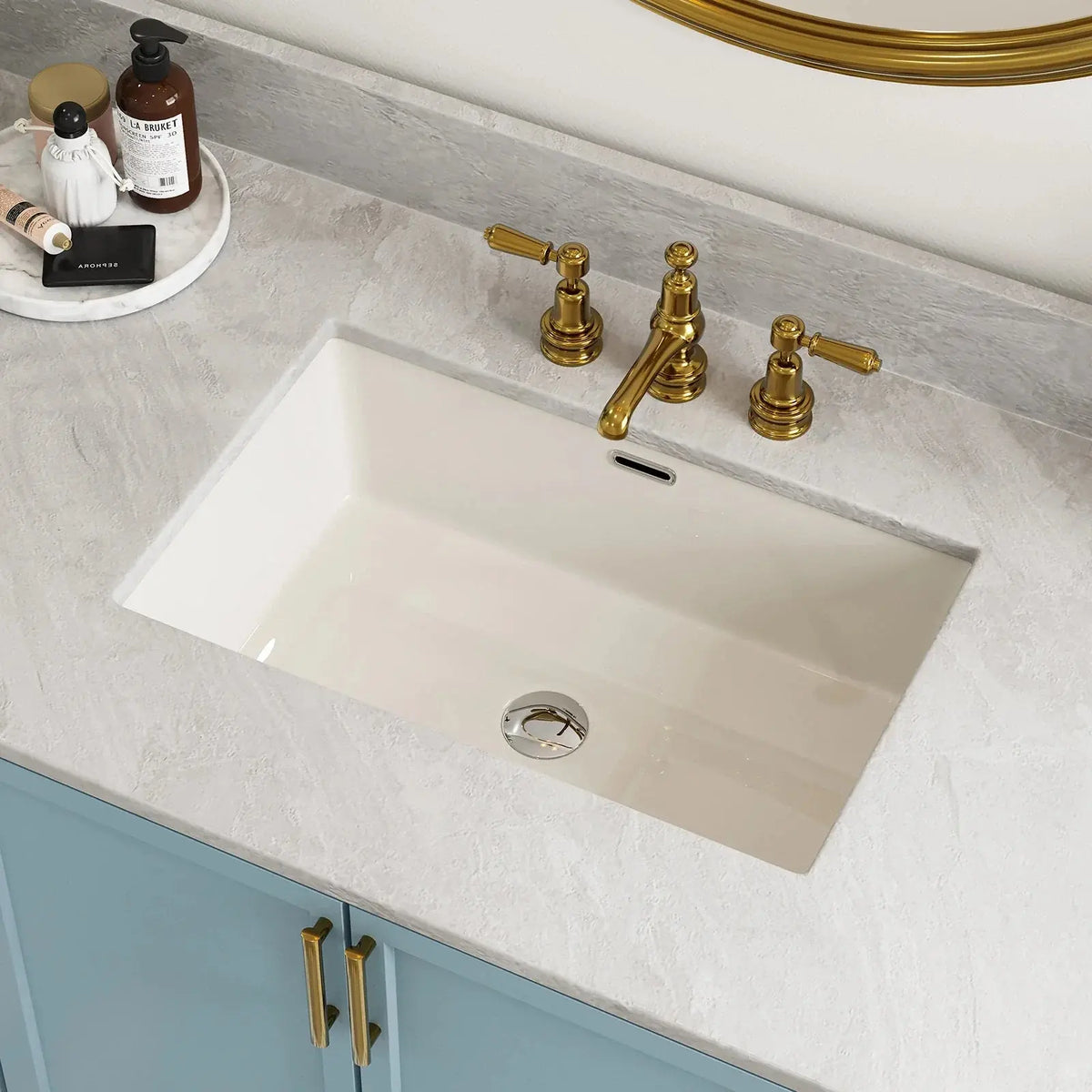 Biscuit Color Bathroom Sink with Flush Mount Model HWTP-S6039D-BC HOROW