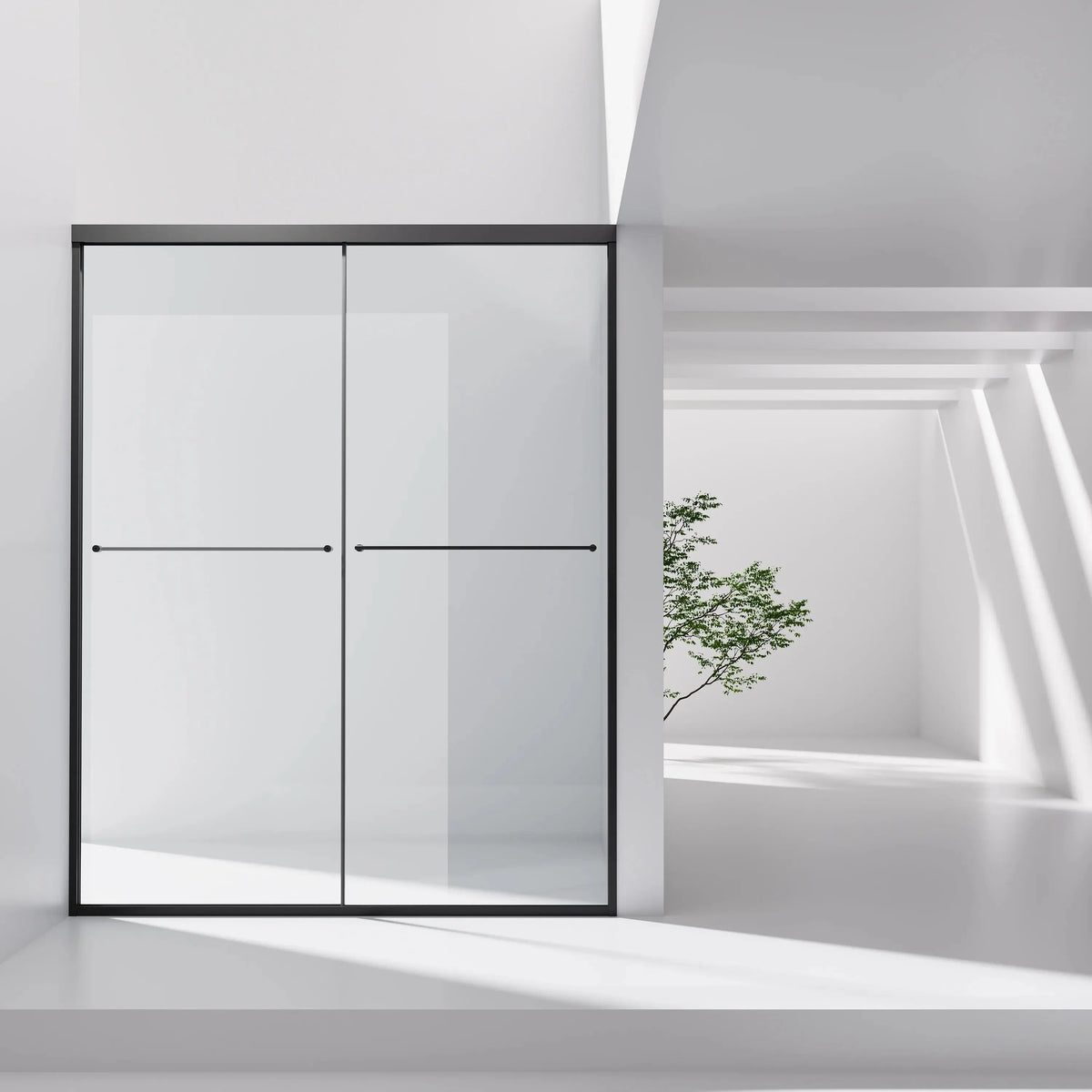 HOROW K2-MB Black Ultra-Narrow Frame Shower Door with Magnetic Catch HOROW