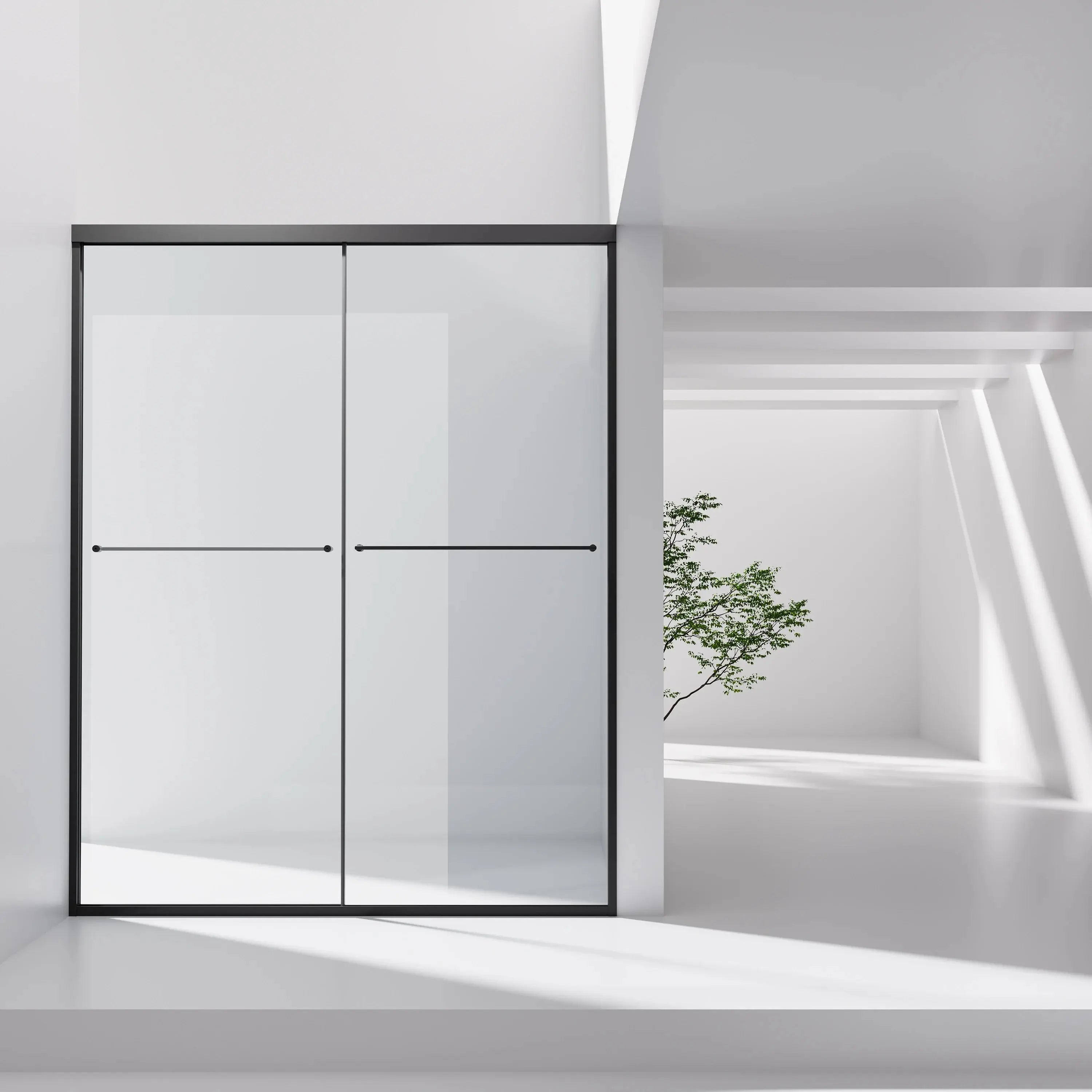 HOROW K2-MB Black Ultra-Narrow Frame Shower Door with Magnetic Catch