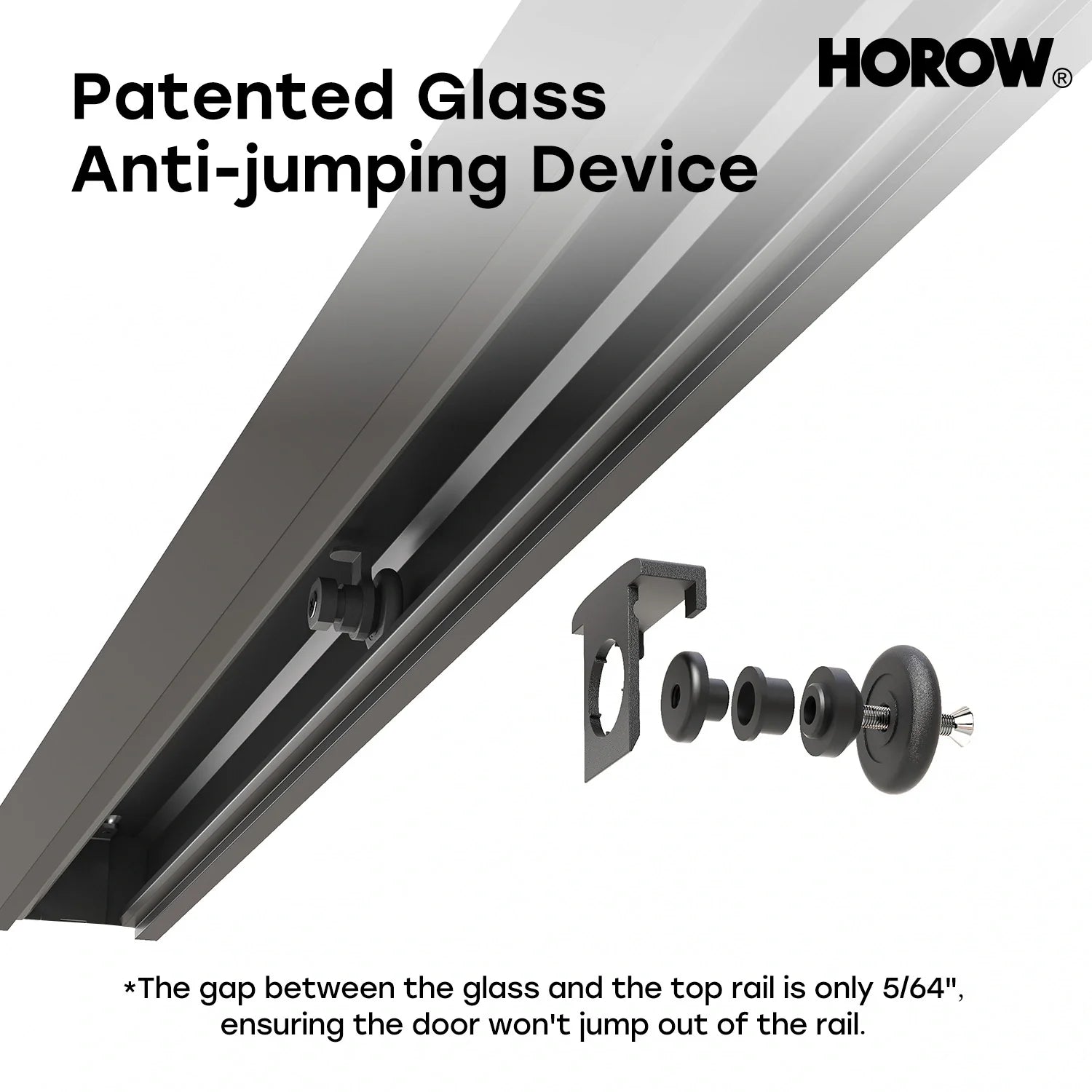 HOROW K2-MB Black Ultra-Narrow Frame Shower Door with Magnetic Catch