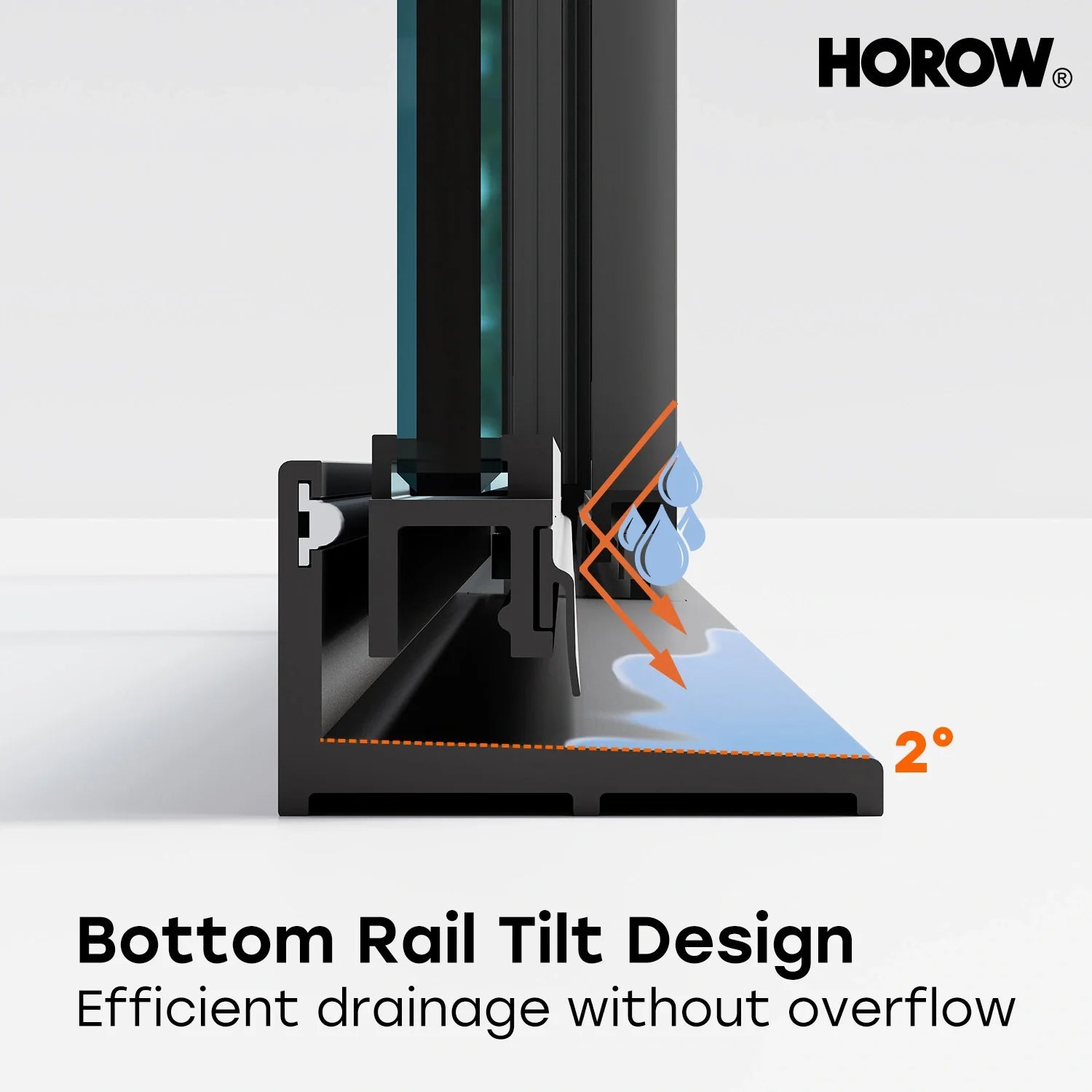 HOROW K2-MB Black Ultra-Narrow Frame Shower Door with Magnetic Catch