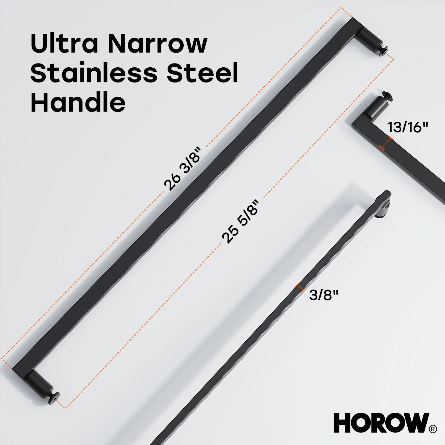 HOROW K2-MB Black Ultra-Narrow Frame Shower Door with Magnetic Catch