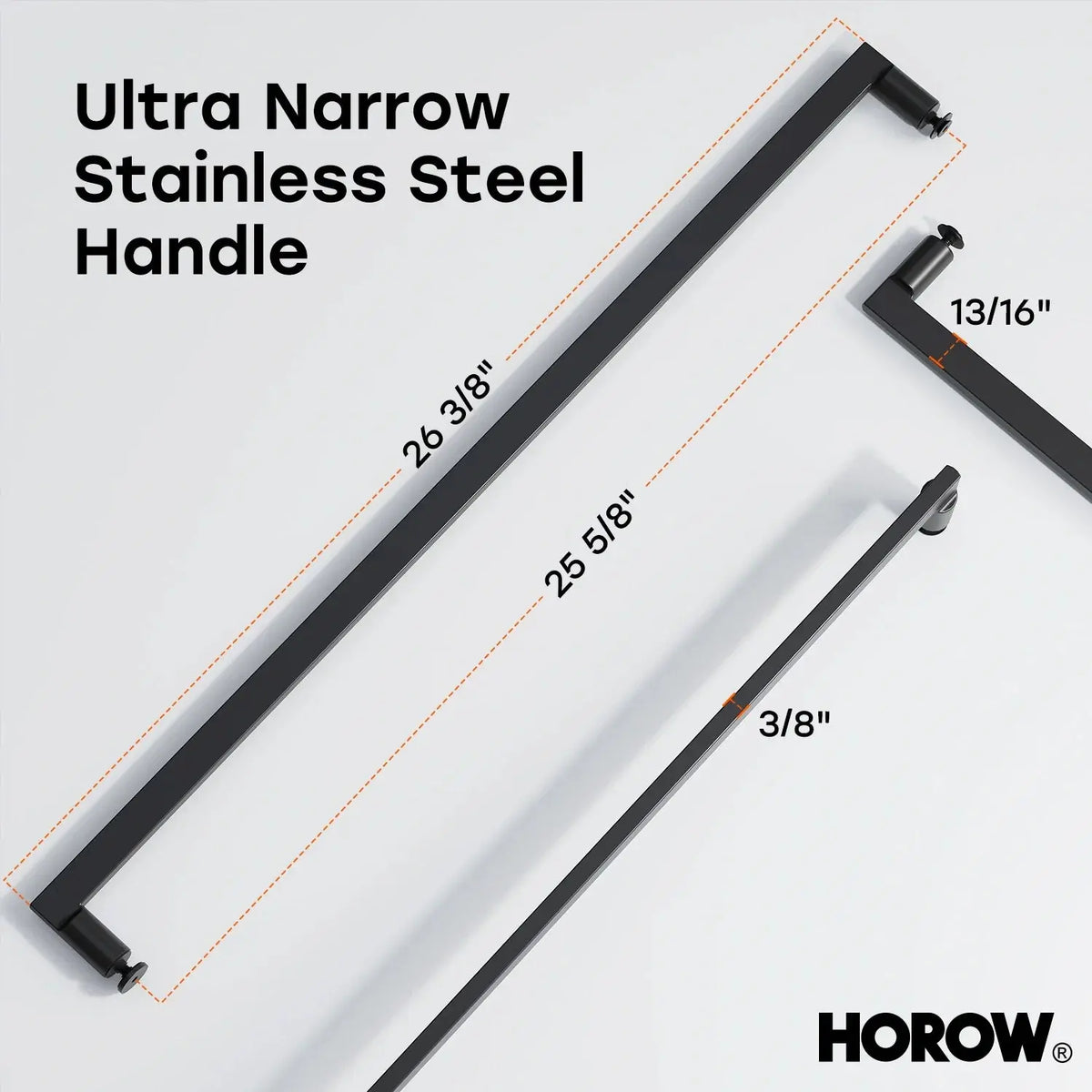 HOROW K2-MB Black Ultra-Narrow Frame Shower Door with Magnetic Catch HOROW