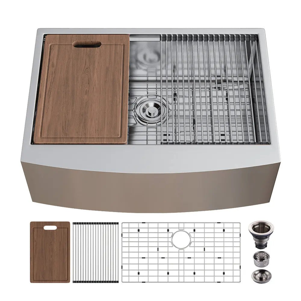HOROW Workstation Kitchen Sink 30 Inch Undermount Kitchen Sink Model HR-MS3022D-AL HOROW