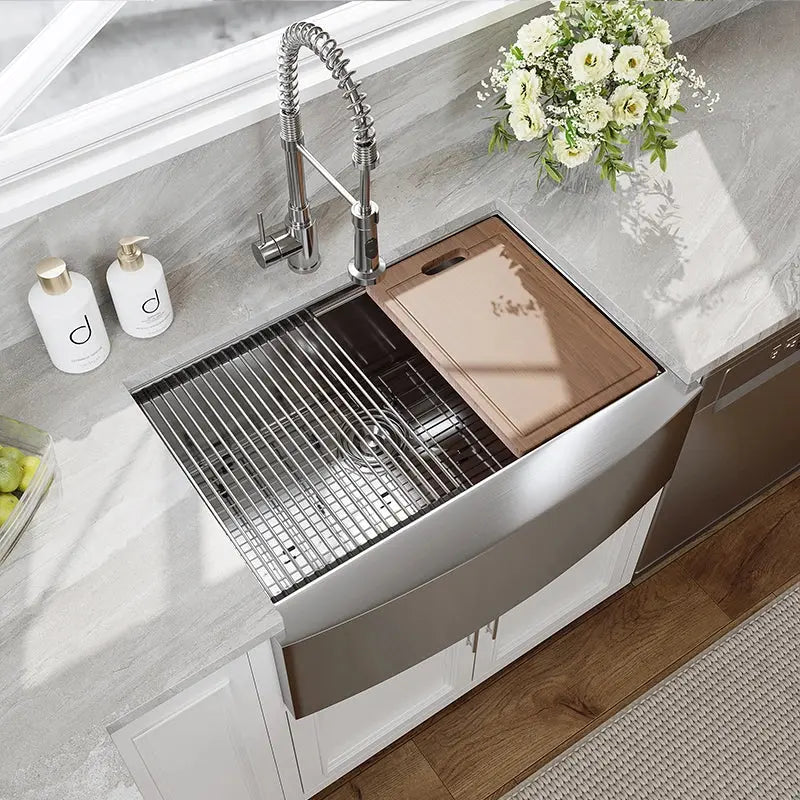 HOROW Workstation Kitchen Sink 30 Inch Undermount Kitchen Sink Model HR-MS3022D-AL HOROW