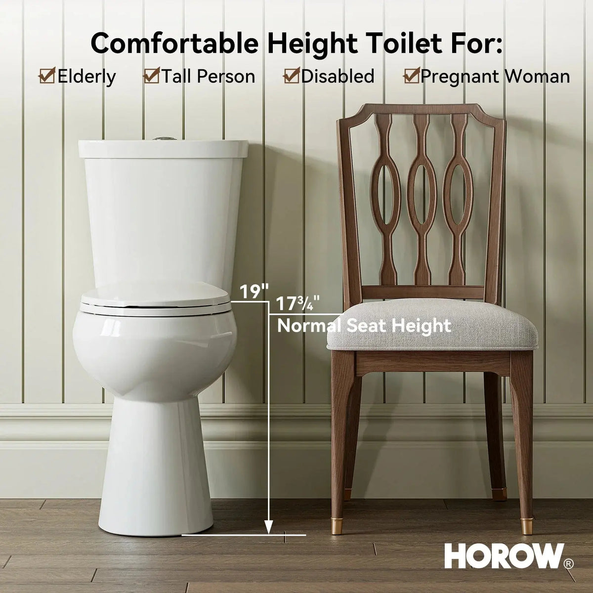Two Piece Toilet with Dual Flush and Round Bowl Model HWTT- R02D HOROW