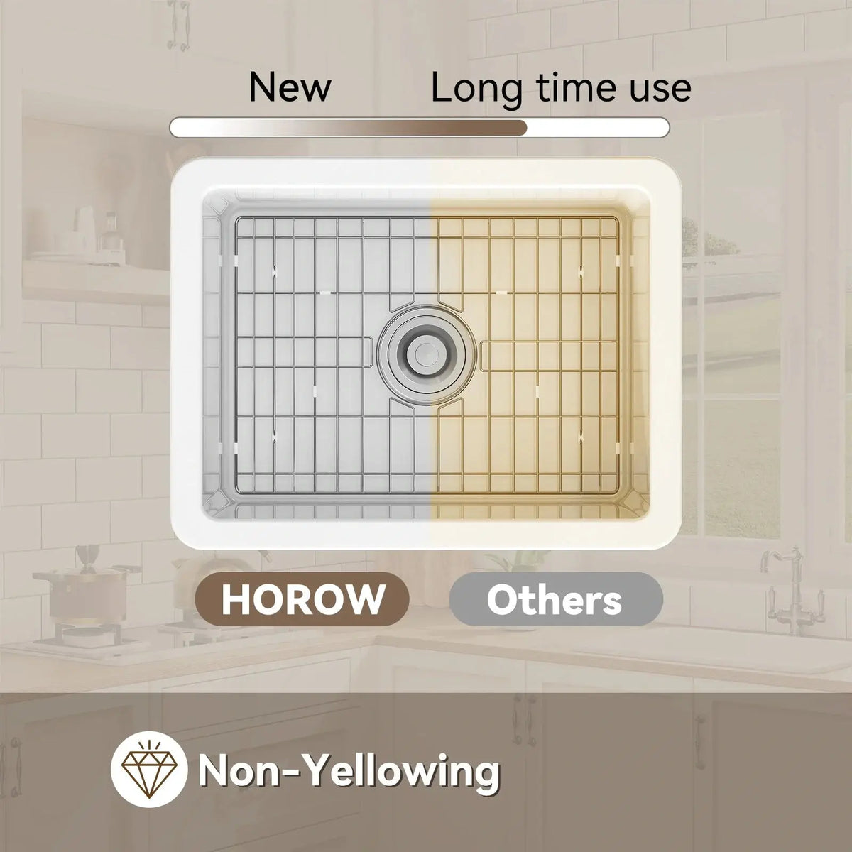 24 Inch Kitchen Sink with Dual Mount and Stain Resistant Model S2419W HOROW