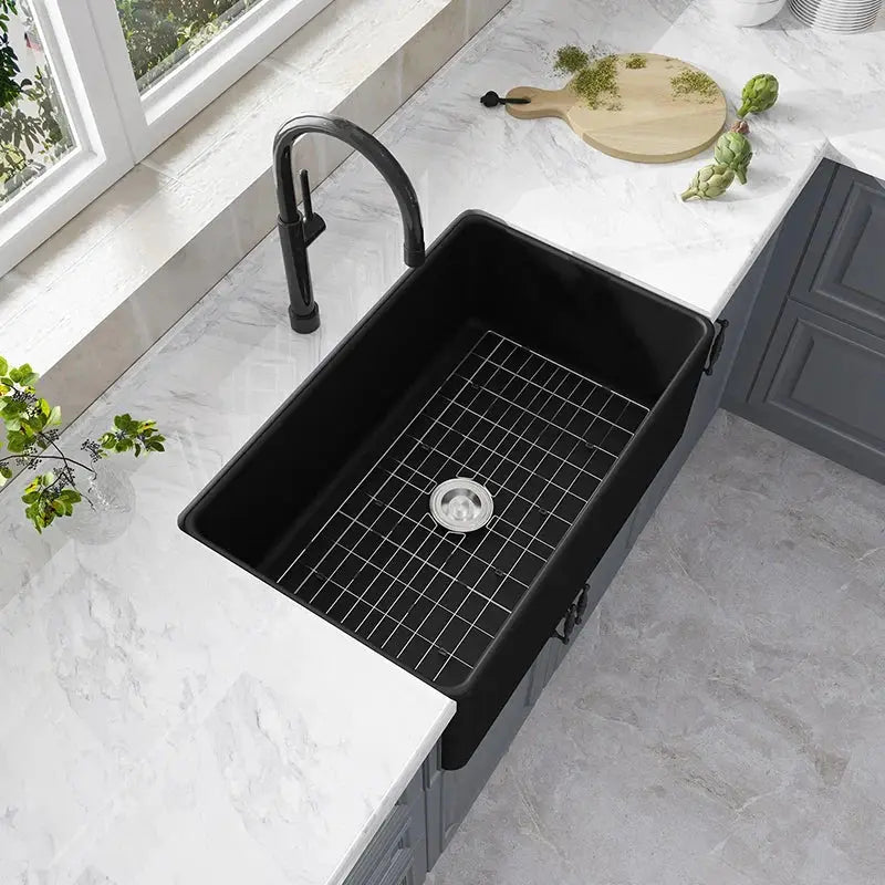 HOROW Best Black Farmhouse Sink Apron Single Bowl Model HR-S3018B HOROW