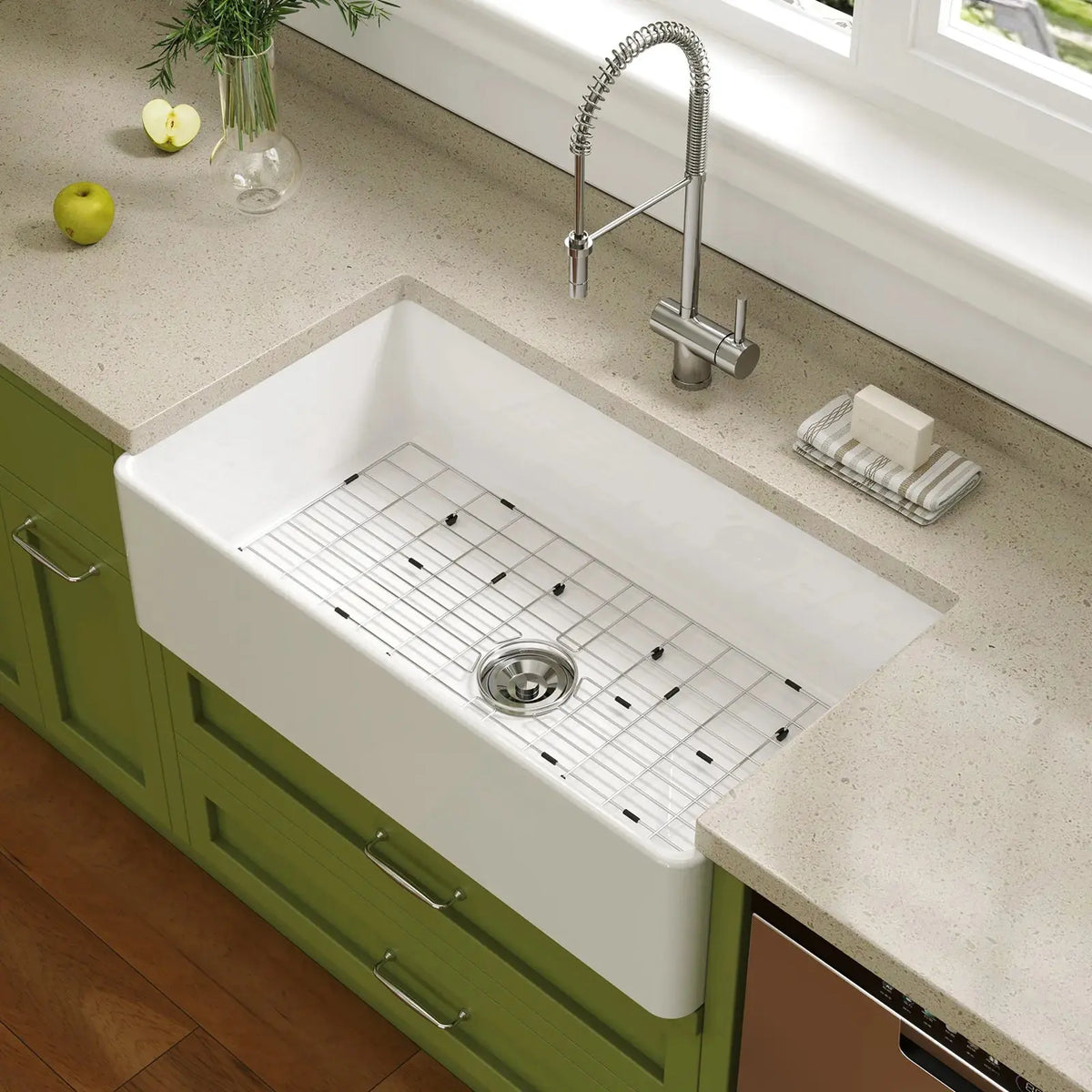 HOROW 36 Inch Kitchen Sink White Undermount Sink Model S3620W HOROW