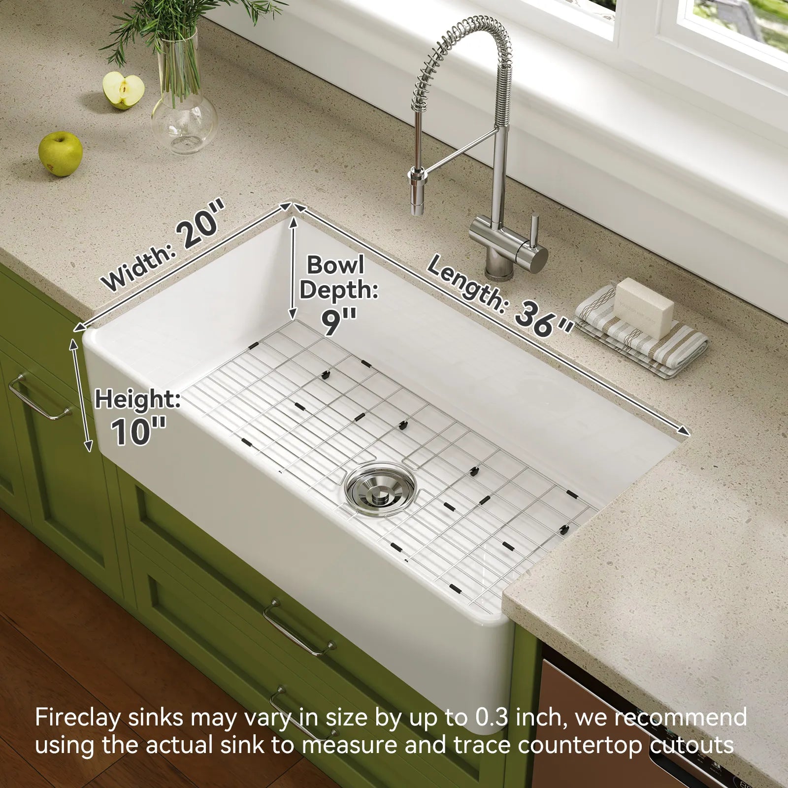 HOROW 36 Inch Kitchen Sink White Undermount Sink Model S3620W
