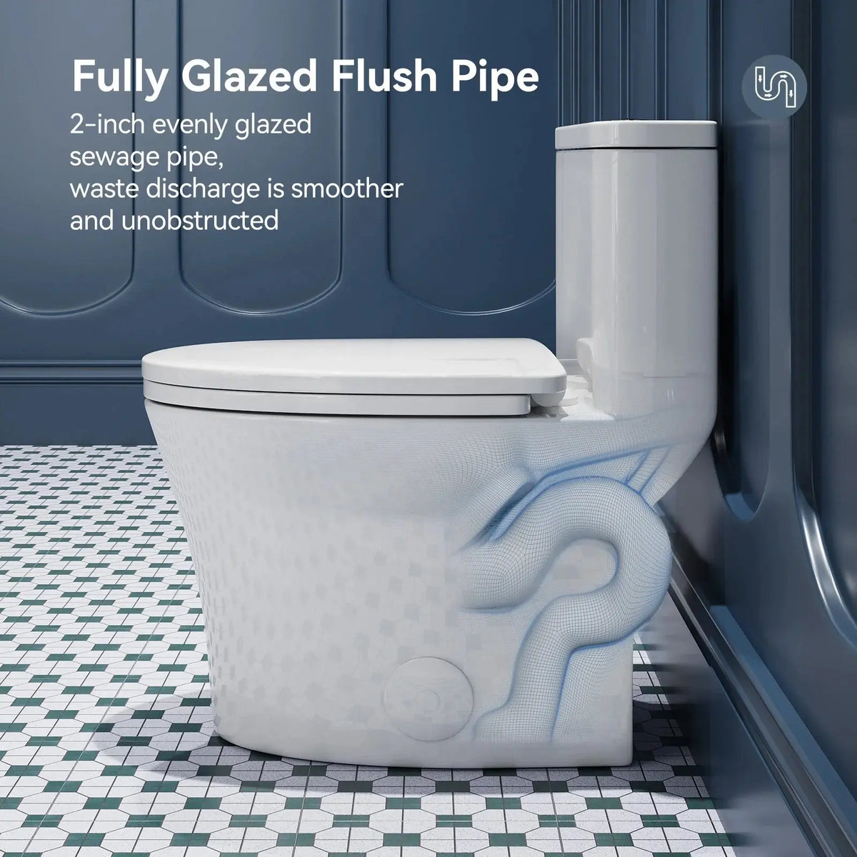 One Piece Skirted Toilet with Power Flush for 12 Inch Rough In Model T0307W HOROW