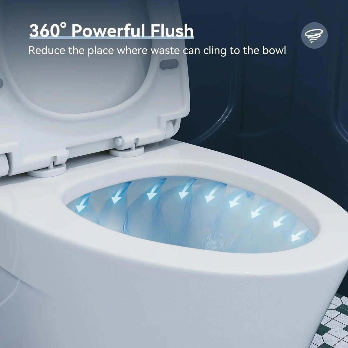One Piece Skirted Toilet with Power Flush for 12 Inch Rough In Model T0307W HOROW