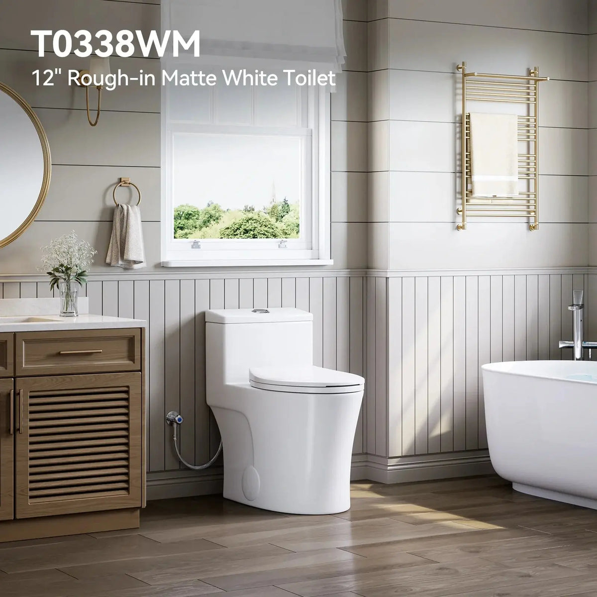 Matte White Toilet with ADA Compliant for 12 Inch Rough In Model T0338WM HOROW