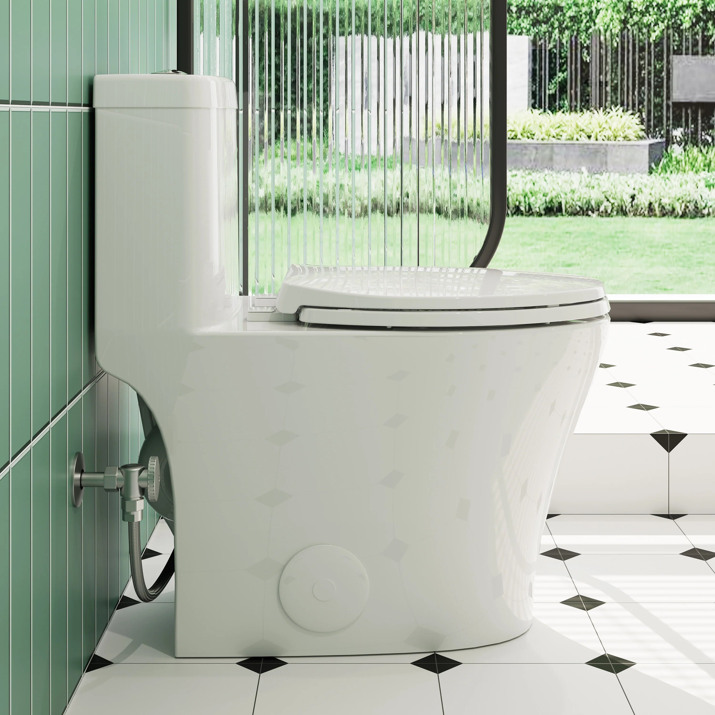 HOROW T0338W Elongated One Piece Toilet ADA Toilet Height 17.3 Inch