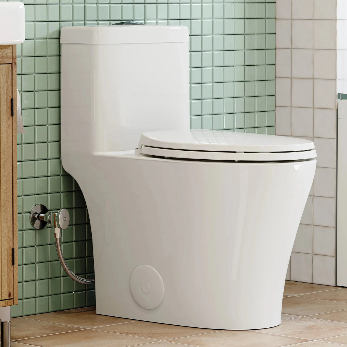 Elongated toilet with Chrome Button and ADA Compliant Model T0351W HOROW