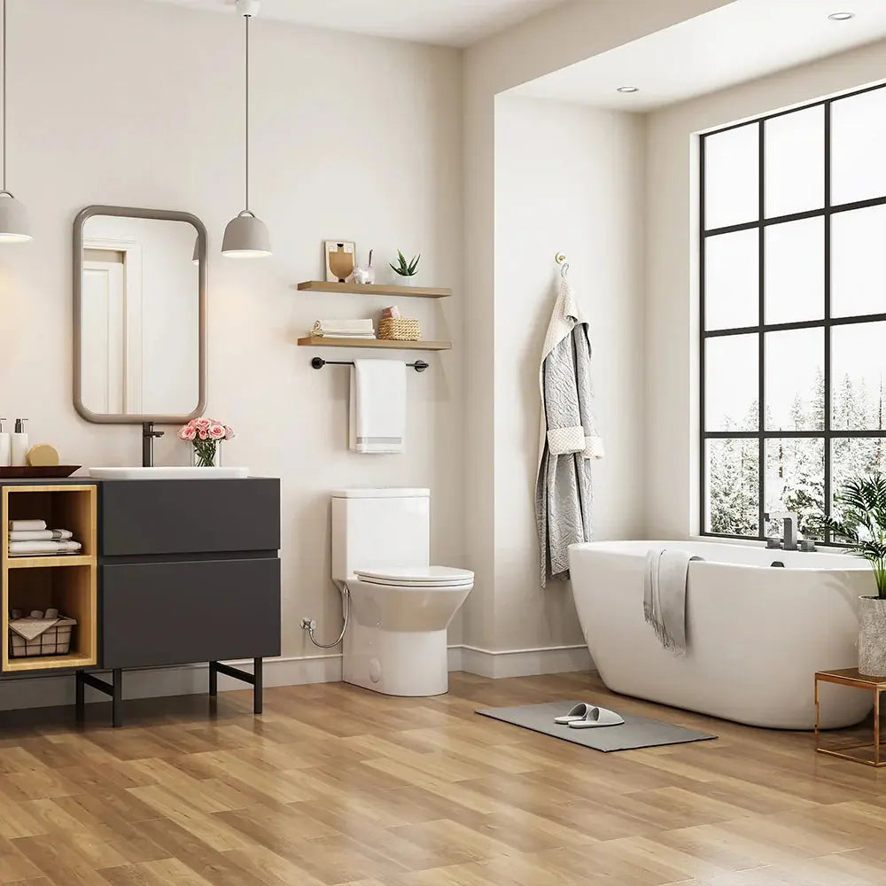 T0355W One Piece Toilet with ADA and Comfort Chair Seat for 12 Inch Rough In HOROW