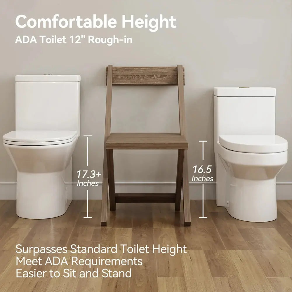 T0355W One Piece Toilet with ADA and Comfort Chair Seat for 12 Inch Rough In HOROW