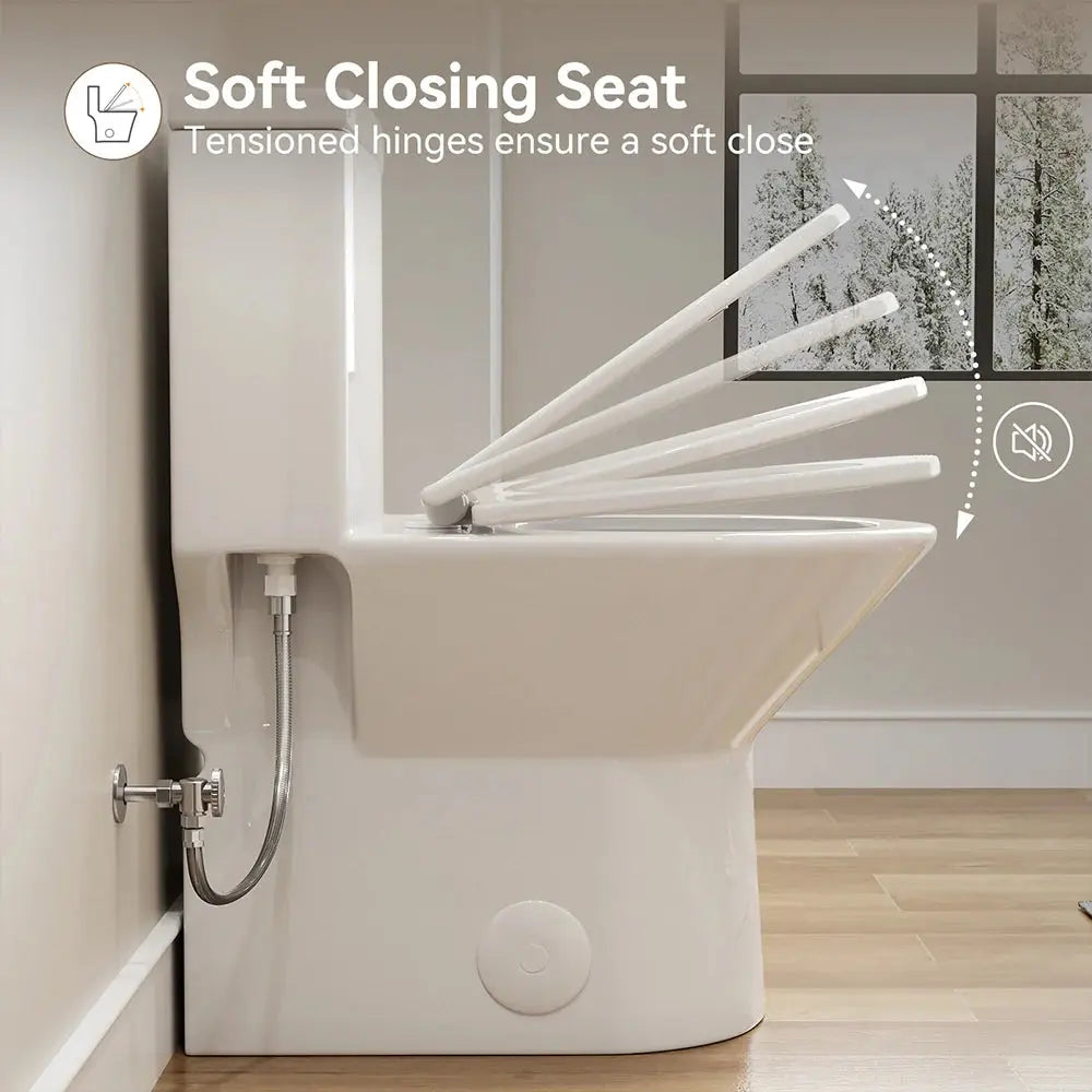 T0355W One Piece Toilet with ADA and Comfort Chair Seat for 12 Inch Rough In HOROW