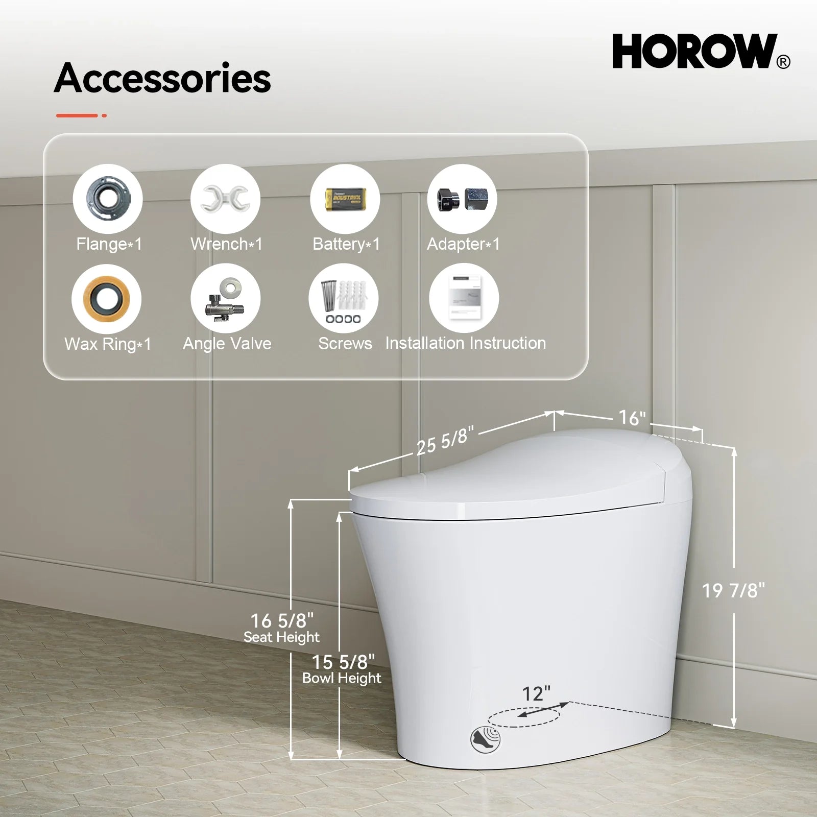 HOROW One Piece Smart Tankless Toilet With Heating Seat Model T10