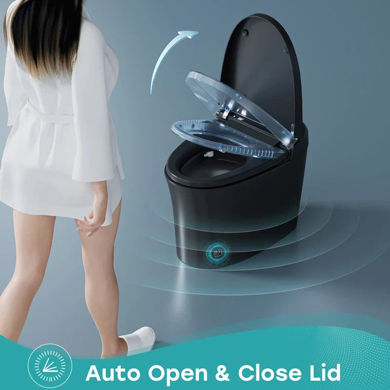 Black Smart Toilet with Bidet Seat For 12 Inch Rough In Model T36