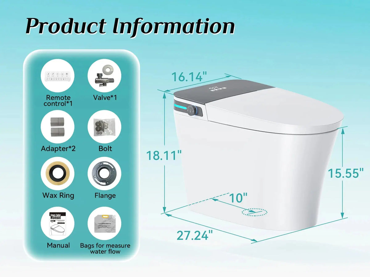 HOROW Smart Toilet with Bidet Seat for 10 Inch Rough In Model T37 HOROW